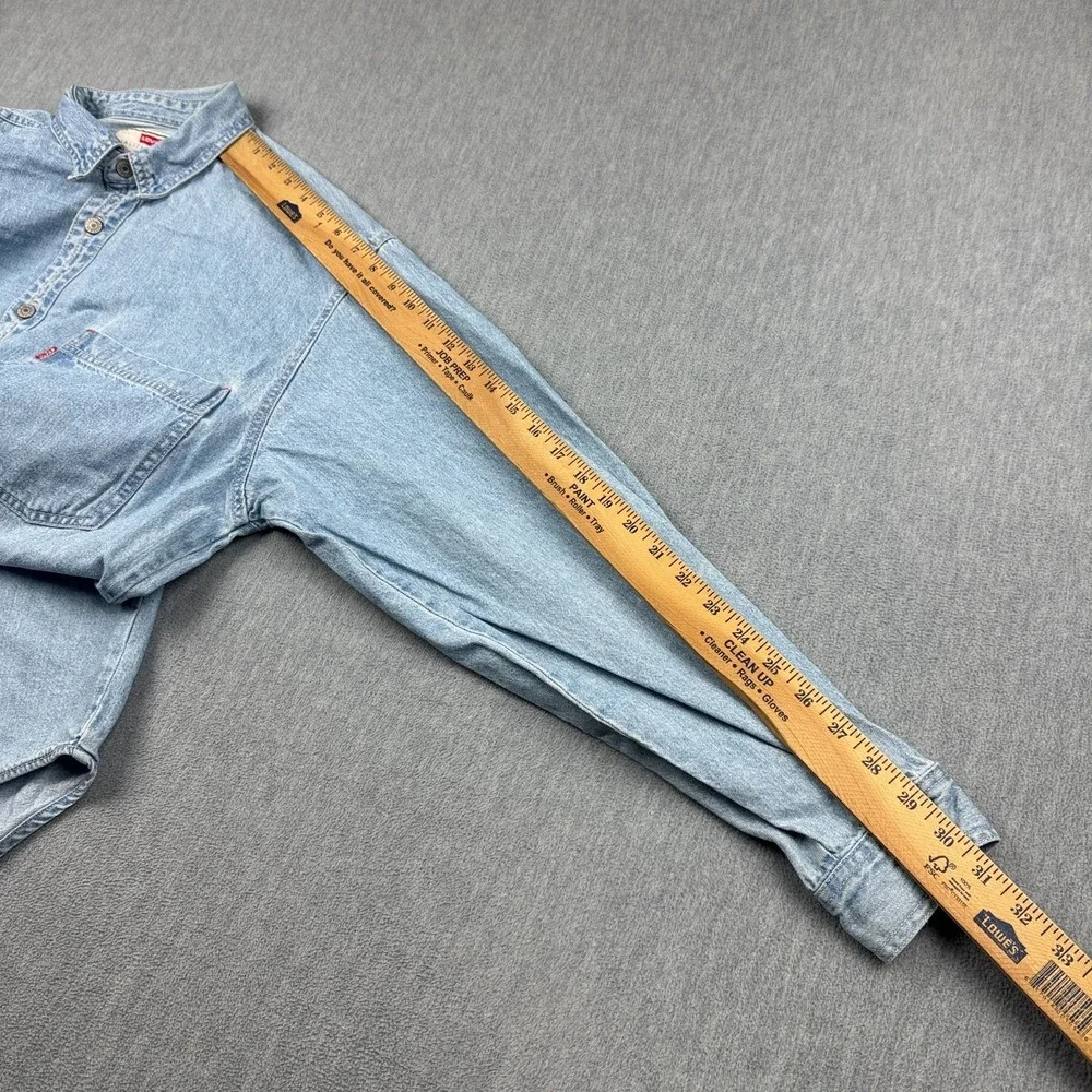 Vintage Levis‎ Shirt Mens Large Blue Denim Button Up Cotton Long Sleeve Western
